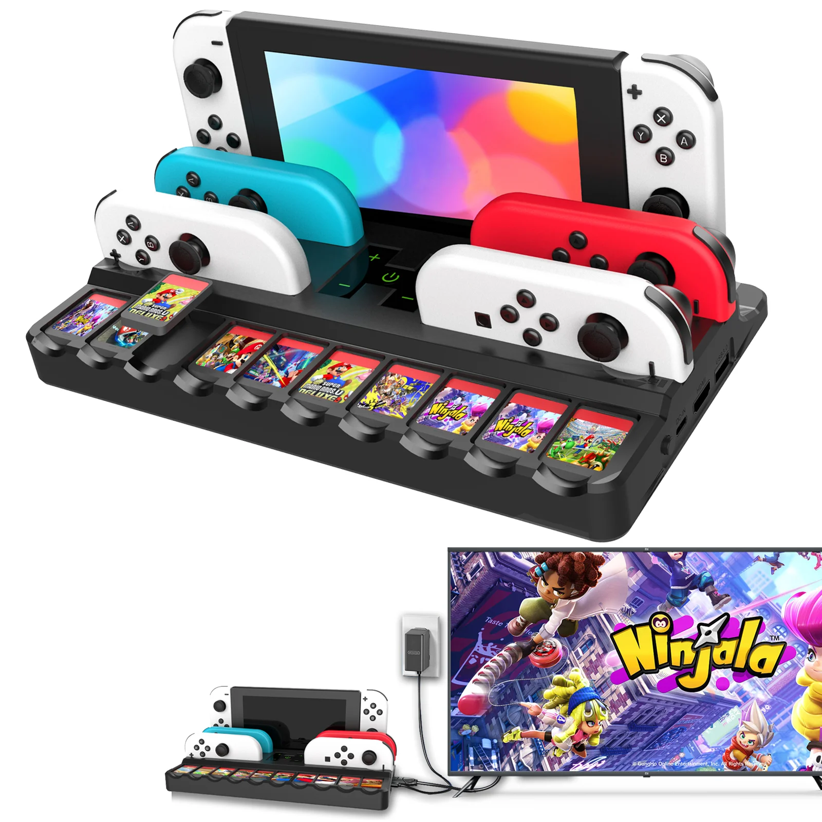 TV Docking Station 4K Video Output Adapter Charging Station Stand Controller Charger for Nintendo Joycon - Gallery Image 4
