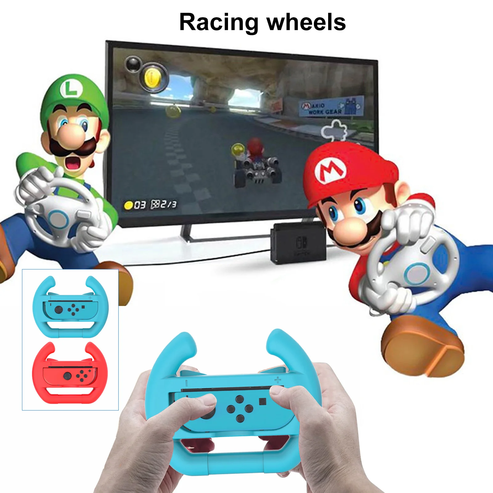 Switch Sports Accessories 10 in 1 Combo Accessories Kits Bundle Golf Tennis Sword Grips Racing Wheel for Nintendo Switch