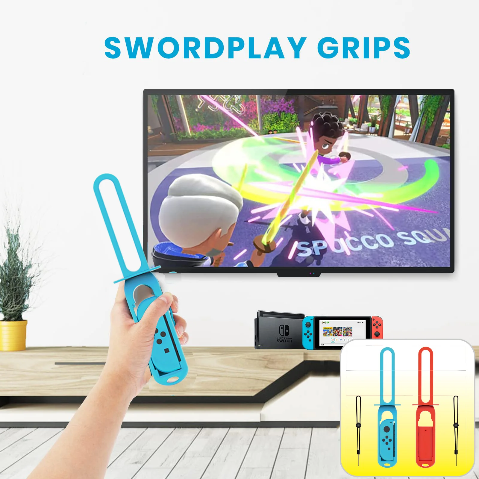 Switch Sports Accessories 10 in 1 Combo Accessories Kits Bundle Golf Tennis Sword Grips Racing Wheel for Nintendo Switch - Gallery Image 4