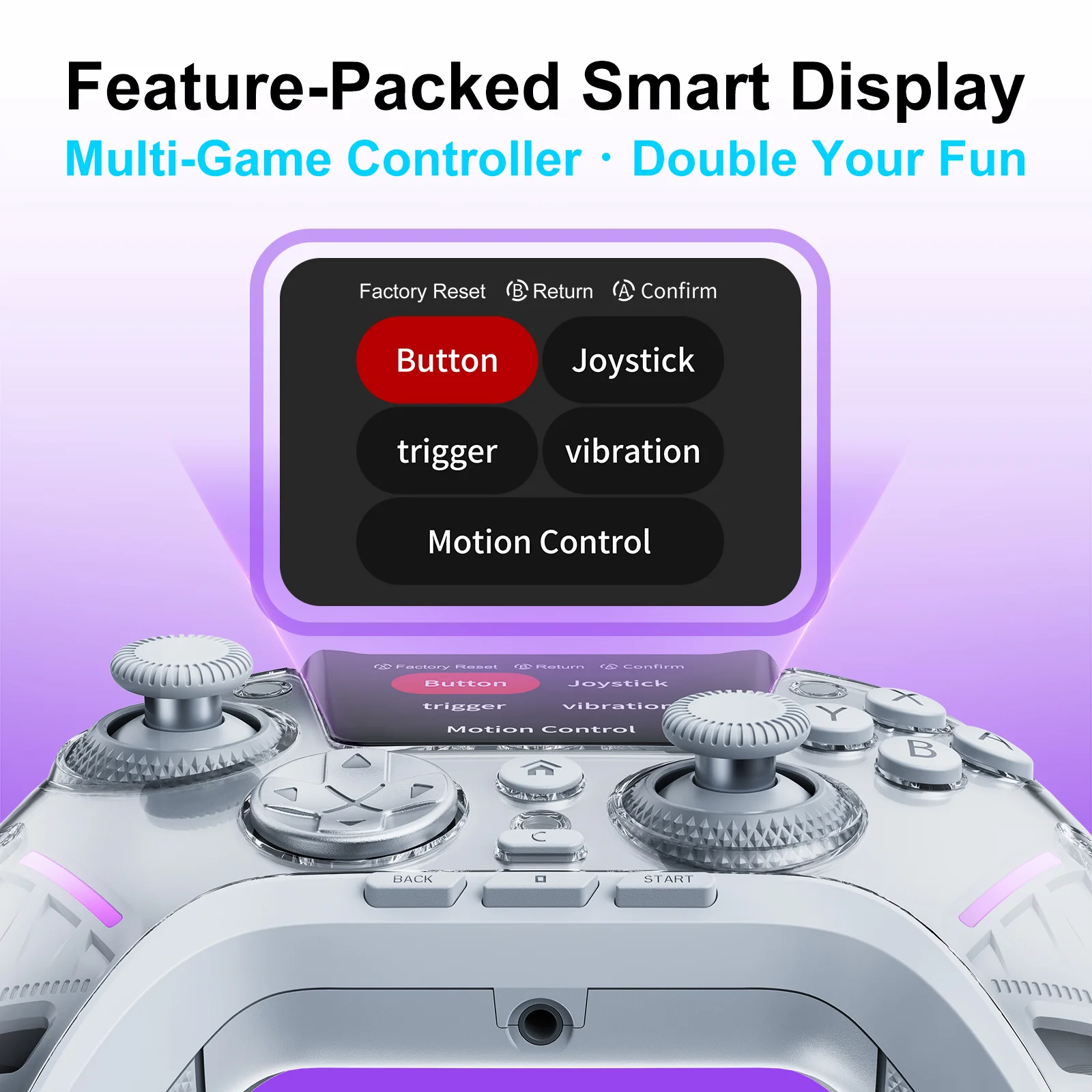 PC Controller Interactive Screen Wireless Controller 1800mAH Hall Effect Joystick Trigger RGB Light for PC Switch PS4 - Gallery Image 5