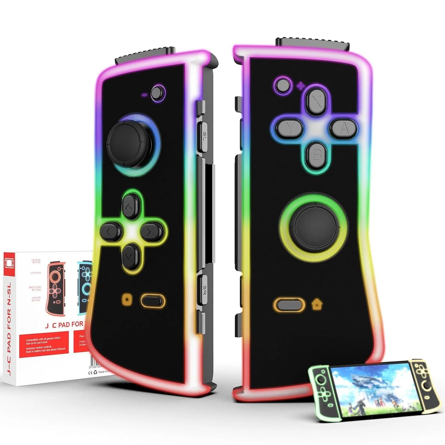 Controller for Nintendo Replacement Controller With RGB LED Wireless Remote for Games Controllers - Gallery Image 2