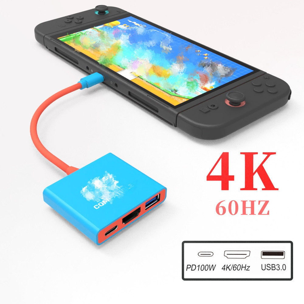 Compatible with Switch 2 Portable Dock Supports 100W PD Charging Input TV 4K/60Hz 3-in-1 HUB Adapter for Switch 2 - Gallery Image 2