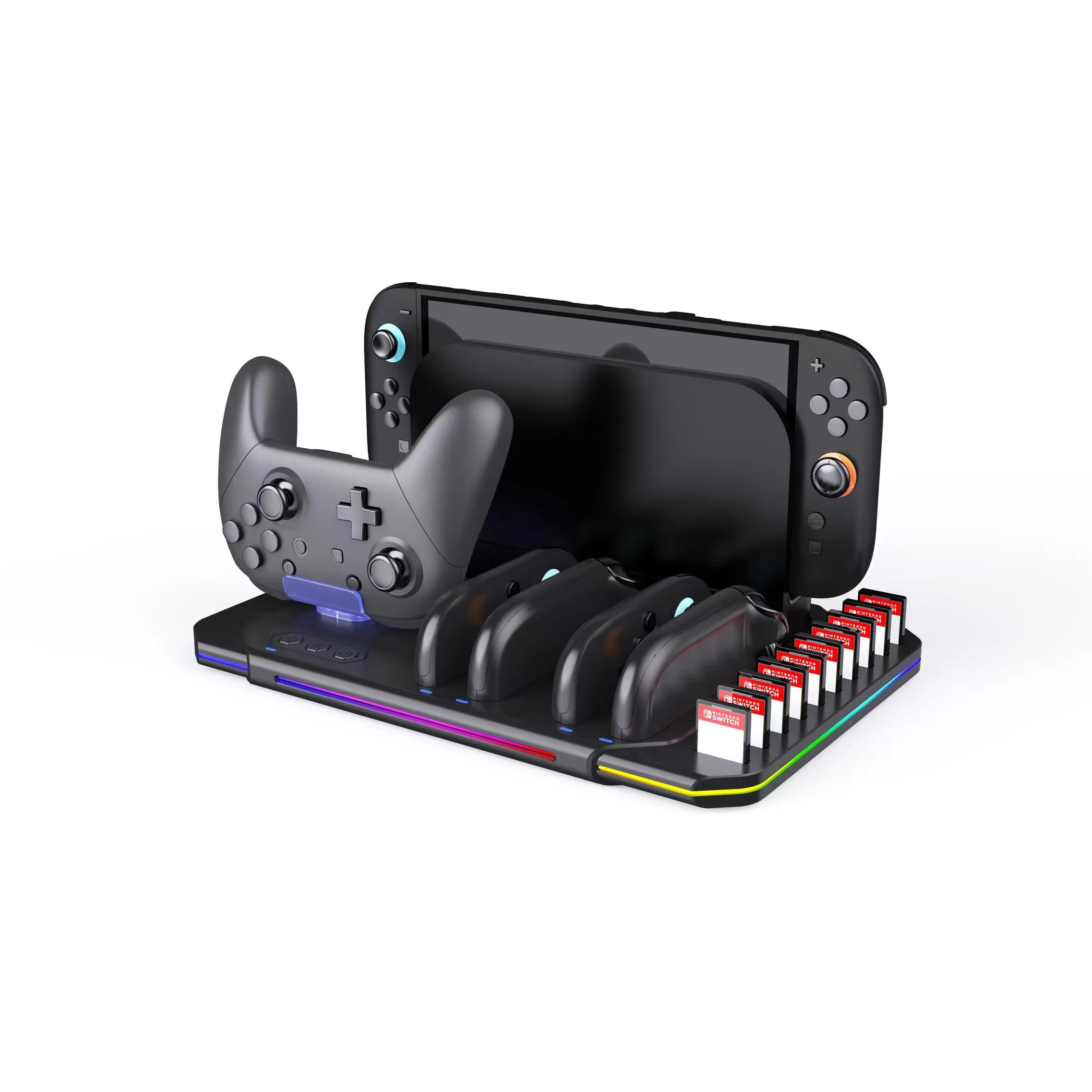 Switch 2 Charging Stand Game Cards Storage RGB Light Pro Controller 2 Accessories for Nintendo Switch 2