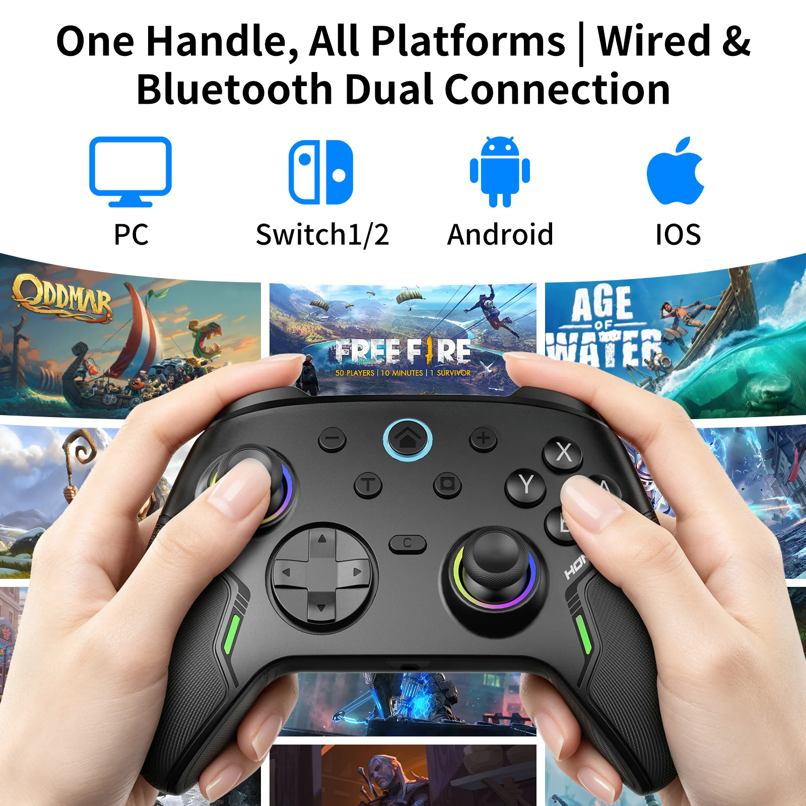 Hall Trigger Hall Joystick Switch2 6 aix Sensor Dual Vibration PC Game Controller Wireless for PC Switch Android IOS - Gallery Image 4