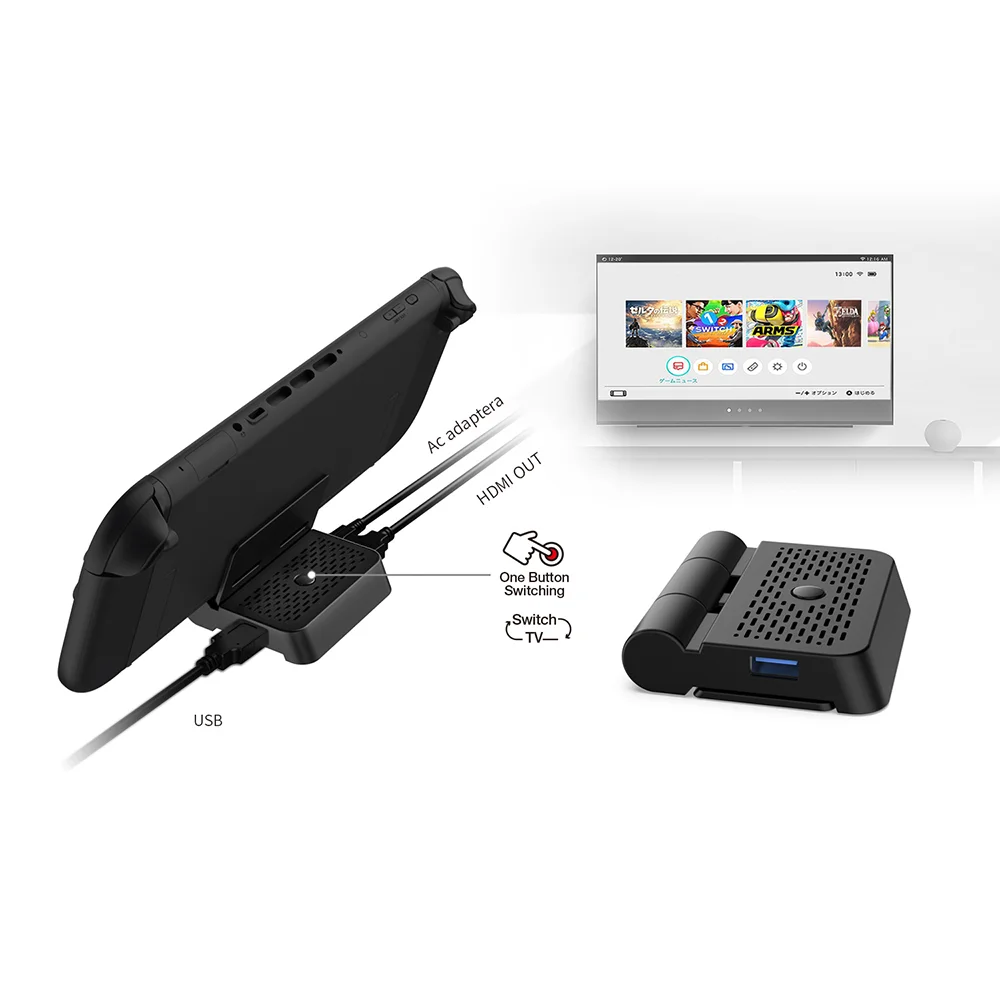 Dock Station Portable TV Docking Station Replacement 4k 144hz HD Adapter for Nintendo Switch/ Switch 2 - Gallery Image 3