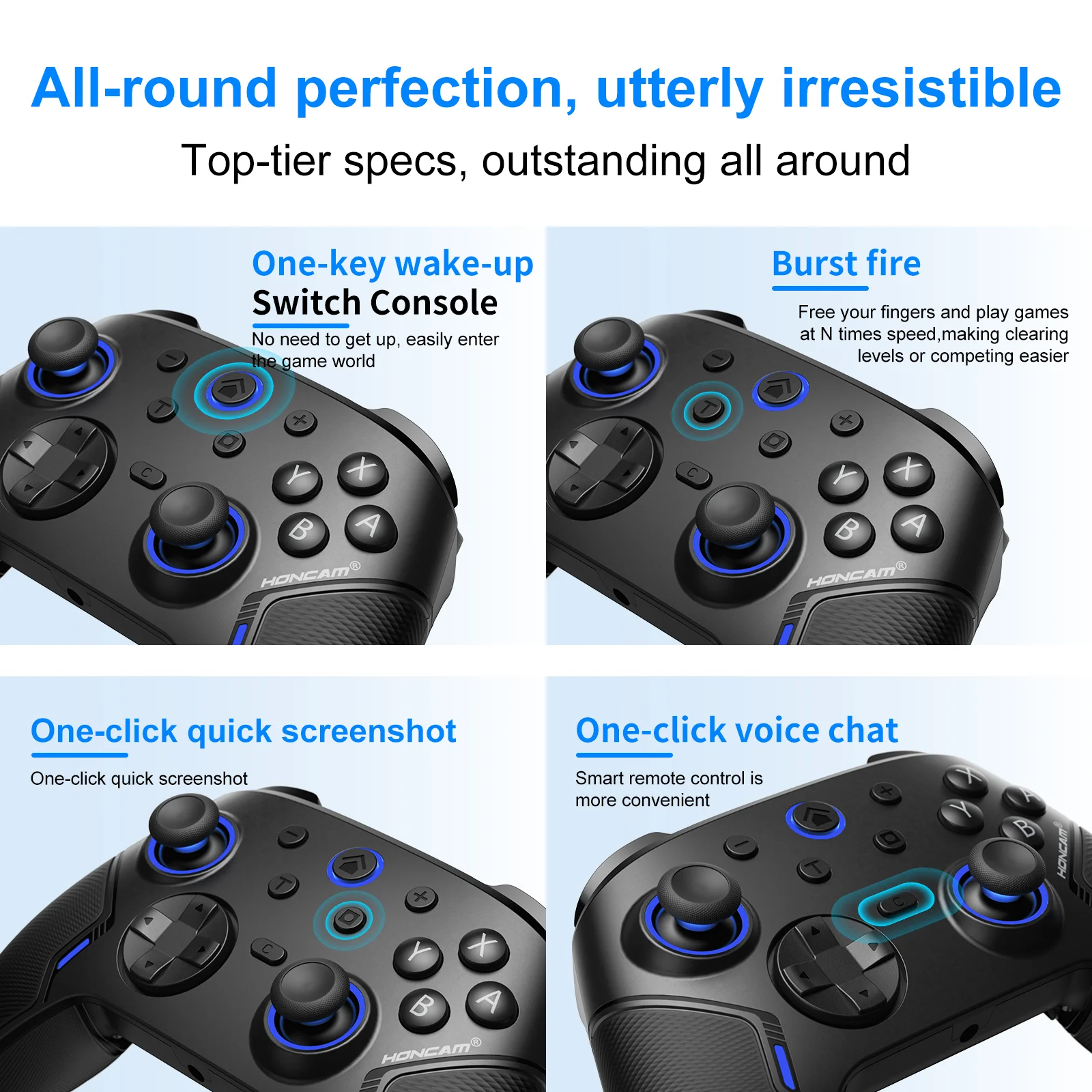 2 C Button Rear Buttons Rubber Grip Hall Joystick Wired BT 2.4G Wireless Gamepad Controller for NS2 PC Mobile - Gallery Image 5