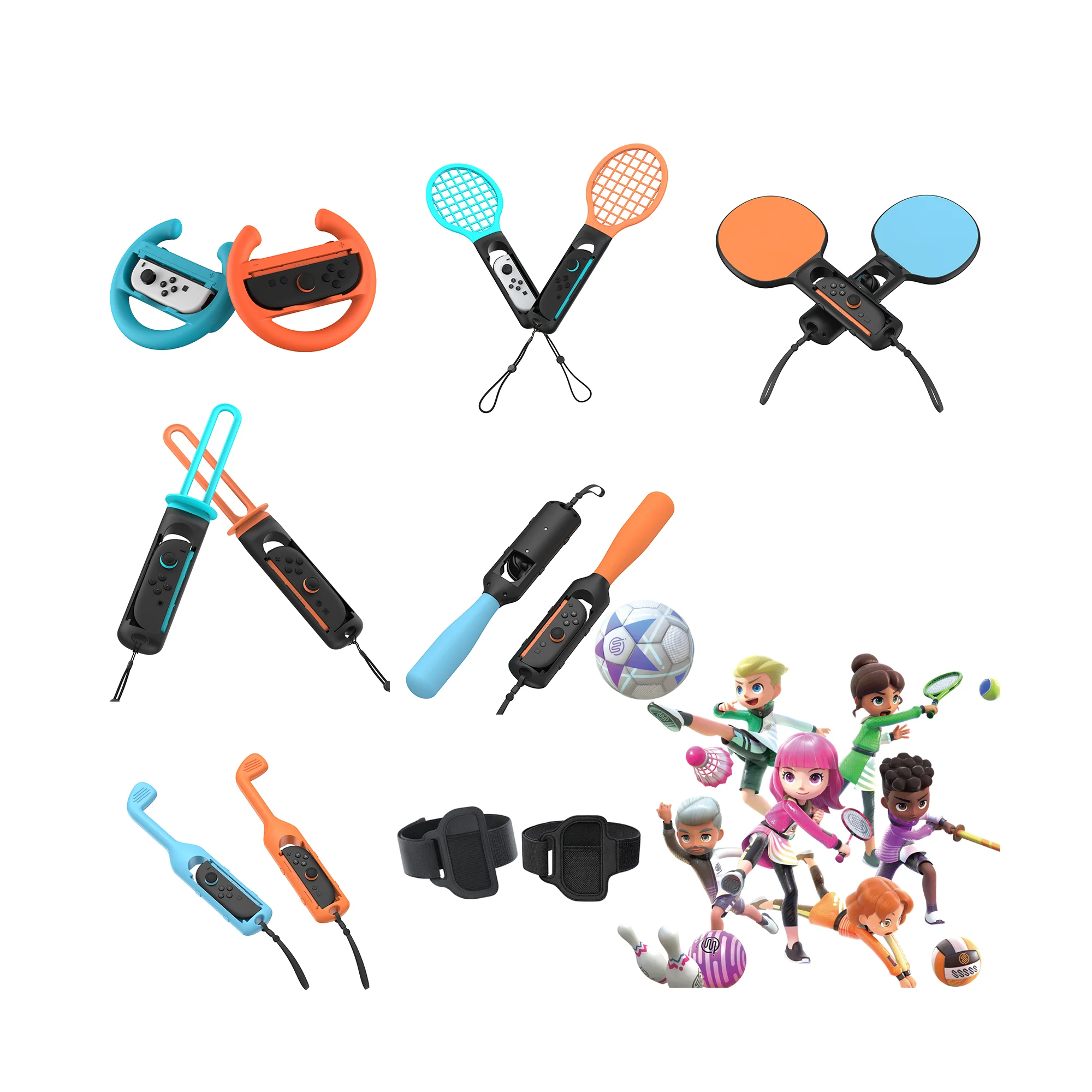 Switch 2 Sports Accessories 14 in 1 Switch Sports Bundle for Nintendo Switch Joycon 2