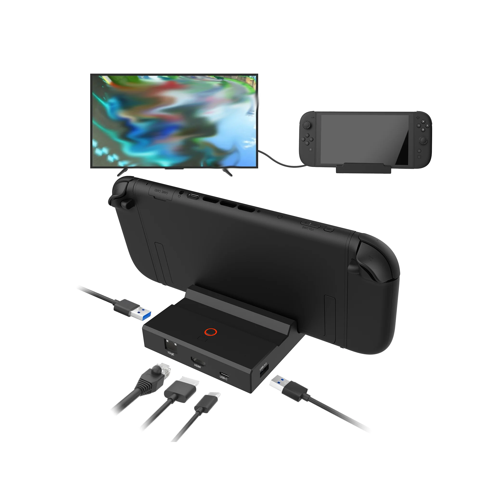 Switch2 TV Docking Station Portable Charger Stand 4K HD Output Lan Port USB3.0 for Nintendo Switch 2