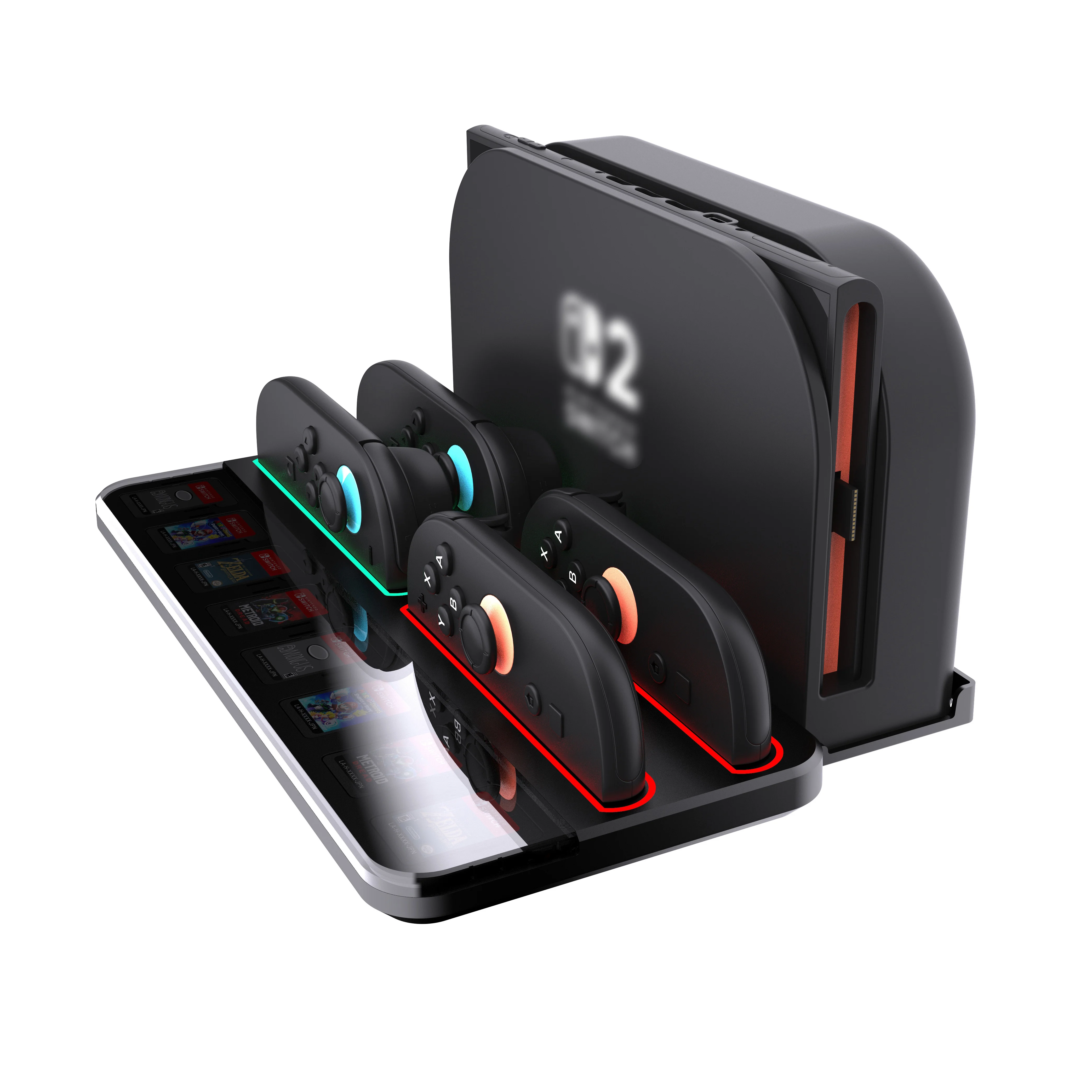 2 Charging Dock Charger Stand with Game Card Storage for Nintendo 2 Joycon