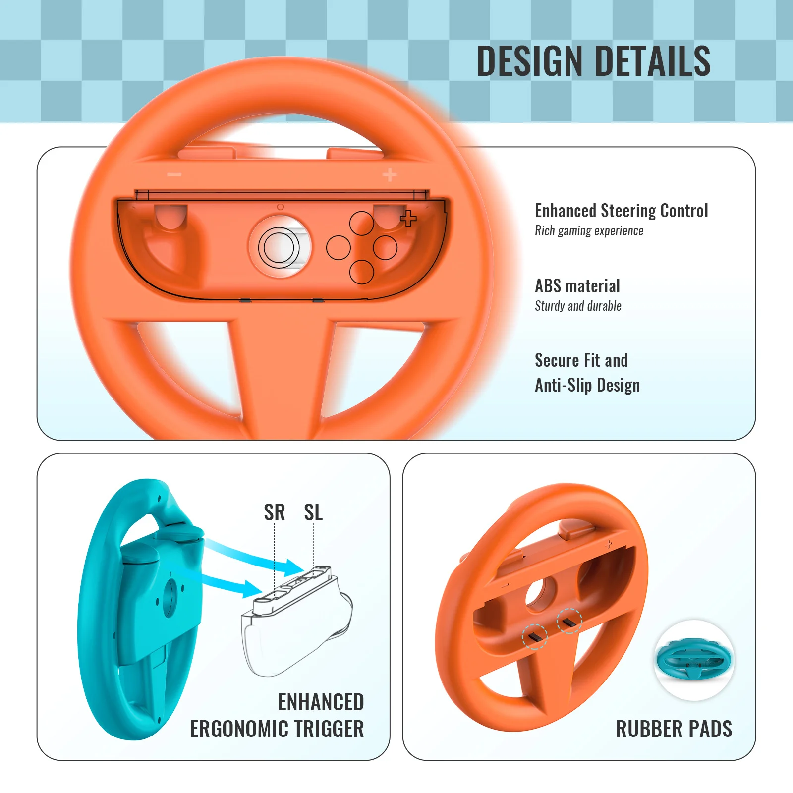 2 Gaming Steering Racing Wheel 2 Pack for Nintendo 2 Wheel Joycon Controller Attachment Accessories - Gallery Image 2