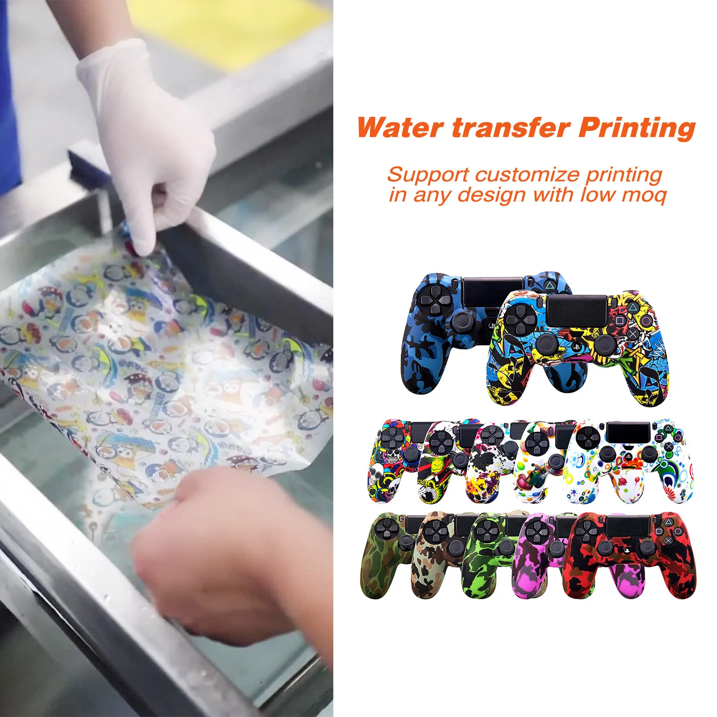 Hydro-Dipped Camo Water Transfer Print Silicone Skin for PS5 / PS4 Controller - Gallery Image 2
