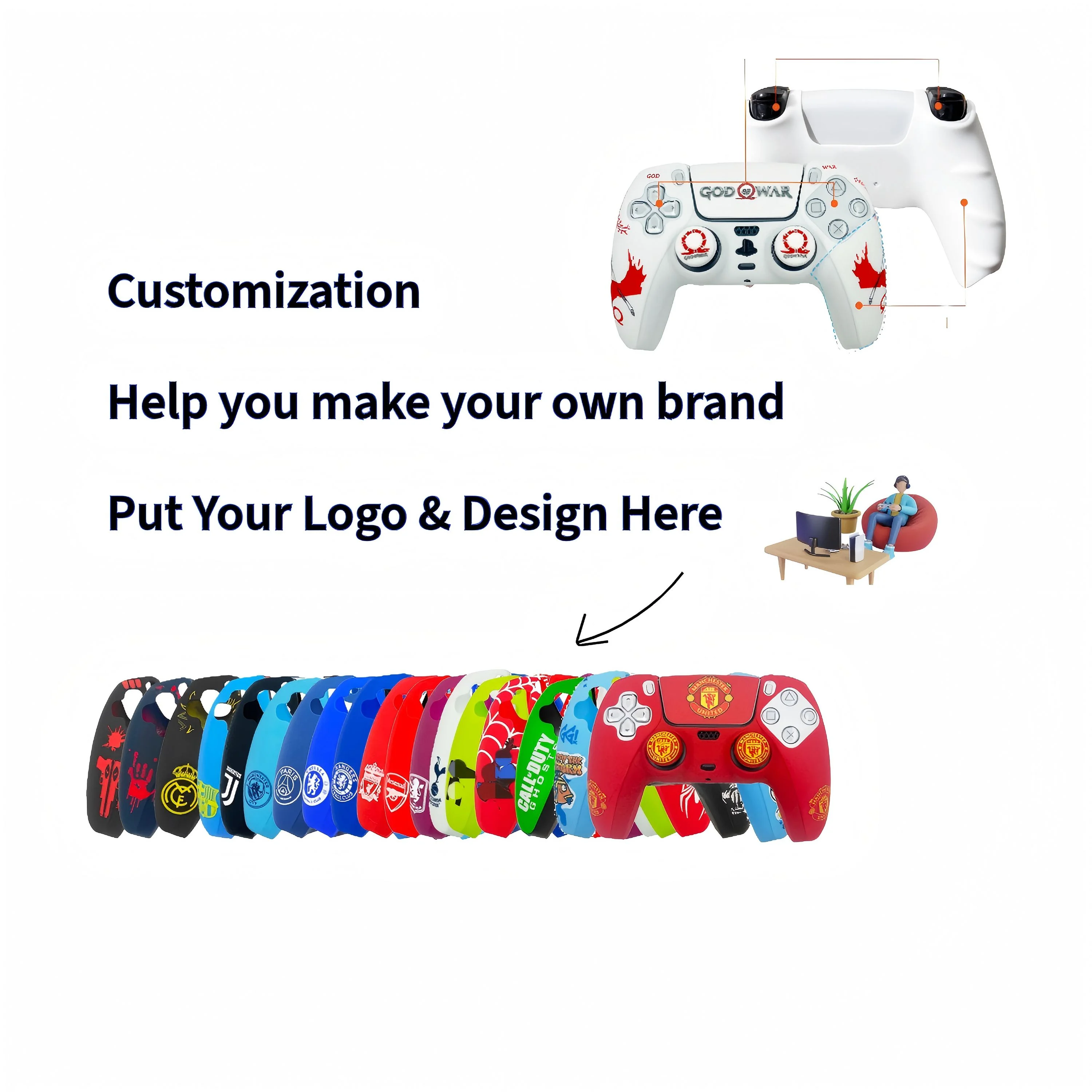 Gaming Graphic Full-Color Sublimation Silicone Grip Cover for PS5 DualSense - Gallery Image 2