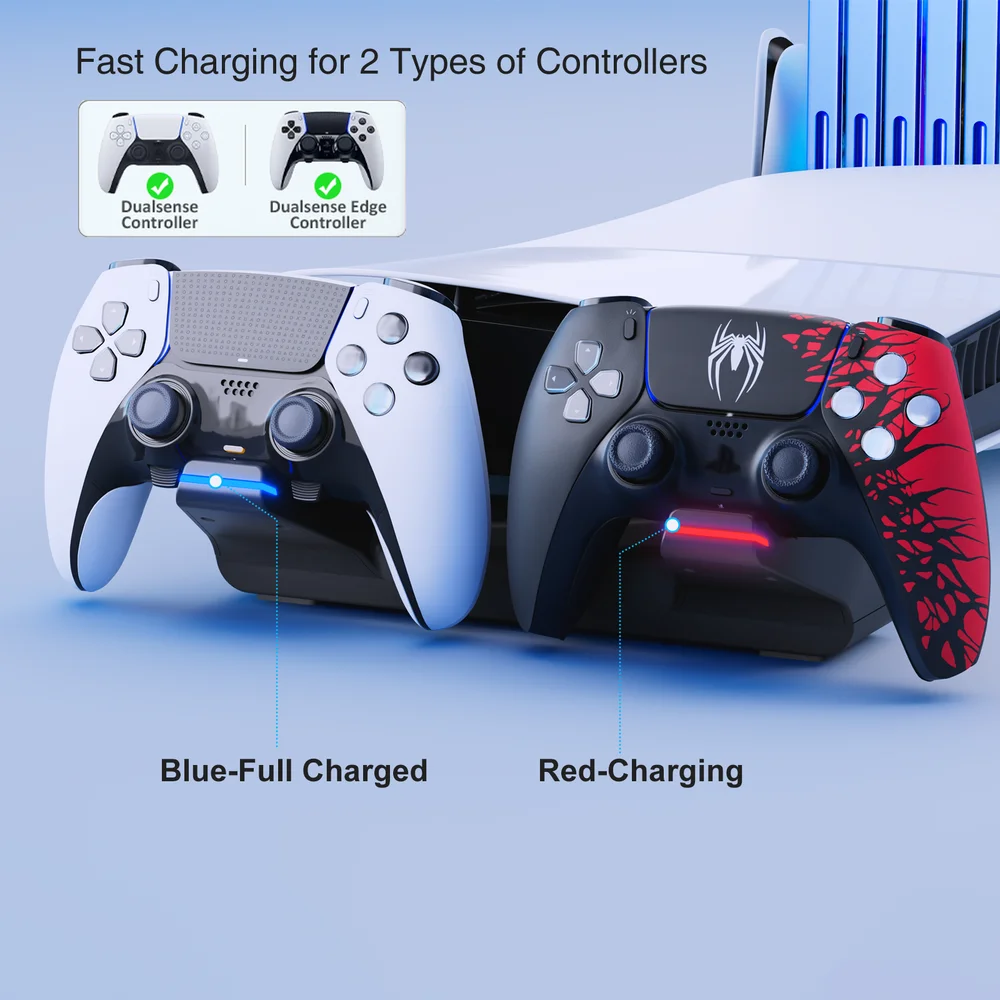 Horizontal Stand and Fast Charging Station 2 USB-A Port Storage Remote Game Boxes for - Gallery Image 3