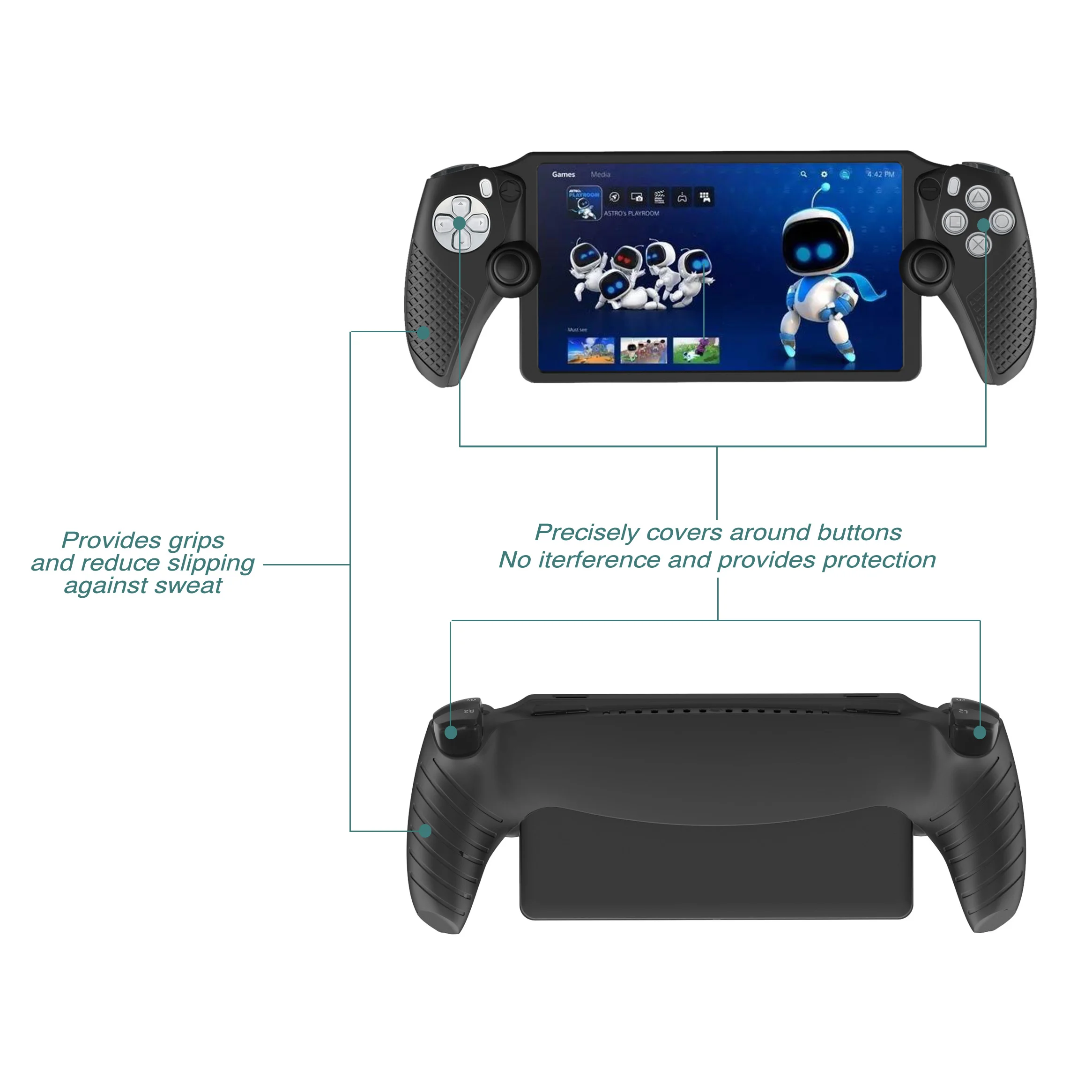 Ergonomic Shockproof Full Protective Silicone Skin Cover for PlayStation Portal - Gallery Image 5