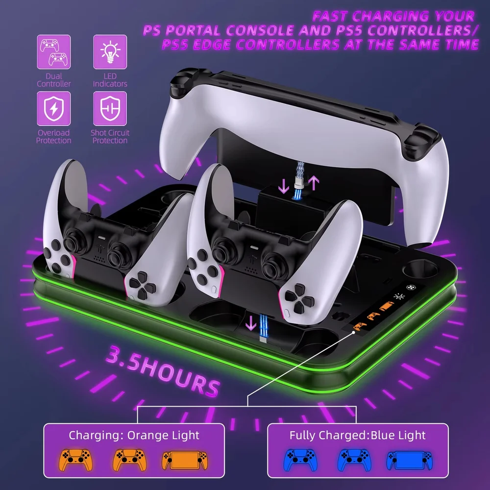 PS5 Portal Controller Accessories Charging Dock Console Cooling Stand Headset Holder for - Gallery Image 2