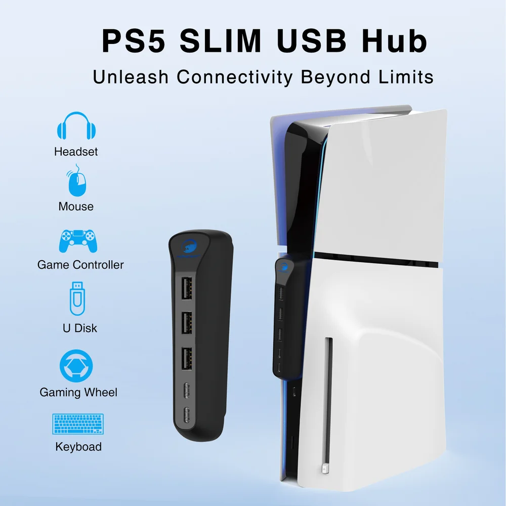 PS5 Slim High-Speed 4-Port USB Hub Expansion Extender Adapter - Gallery Image 2