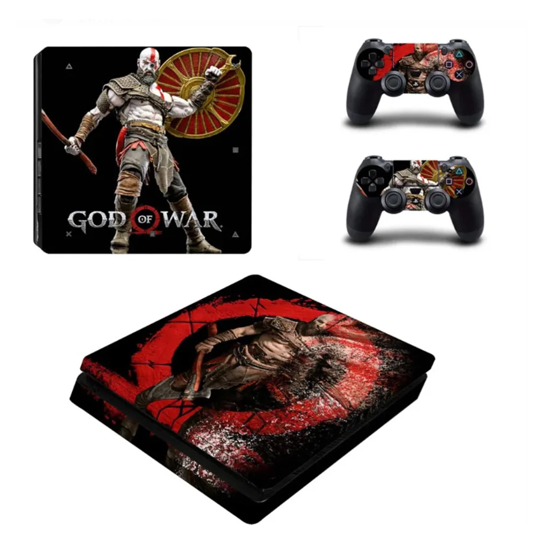 Full Body Gaming Vinyl Skin Decal Wrap Set for PS4 Slim Console & Controllers - SKU Option 2