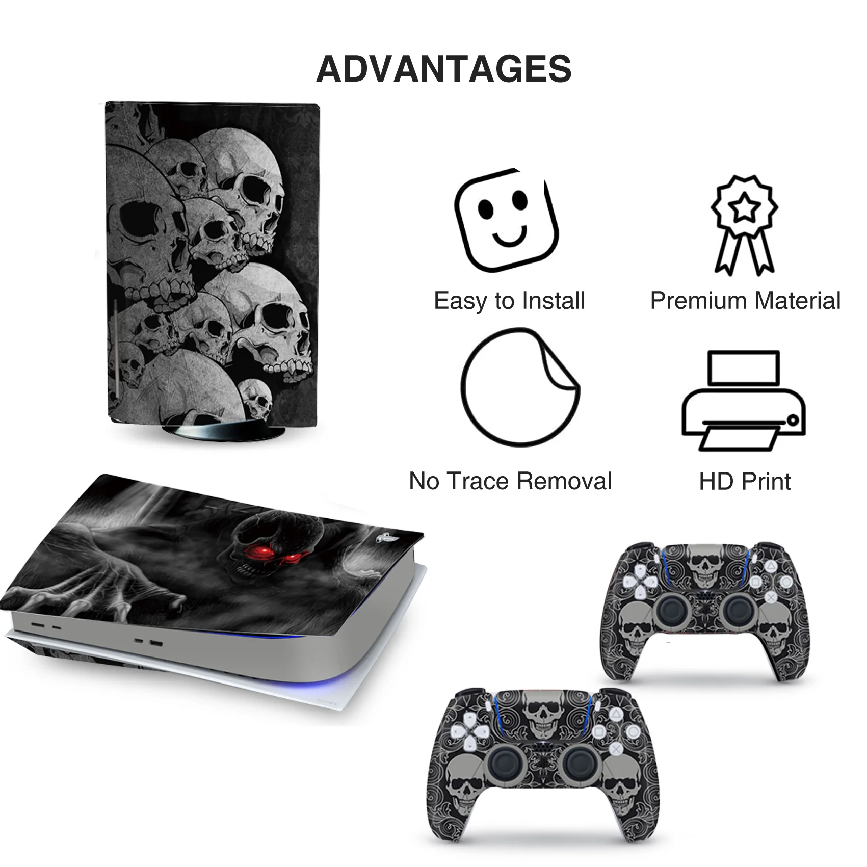 Full Body Anti-Scratch Vinyl Skin Decal Set for PS5 Original Console (Disc & Digital) - Gallery Image 2