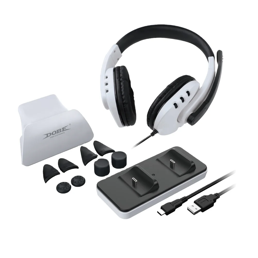 Multifunctional Vertical Dual Controller Charger With Headset Thumbstick for Playstation 5 Ps5