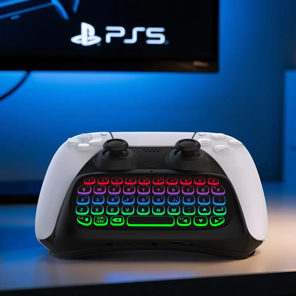 BT Wireless Mini Keypad Chatpad 3.5mm Audio Jack Backlight Gaming Keyboard for Playstation PS5 - Gallery Image 5