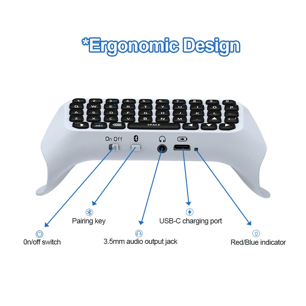 3.5mm Wireless Keyboard BT 3.0 Controller Chat Pad for PS5 Gamepad Mount Mini Keypad Portable - Gallery Image 6