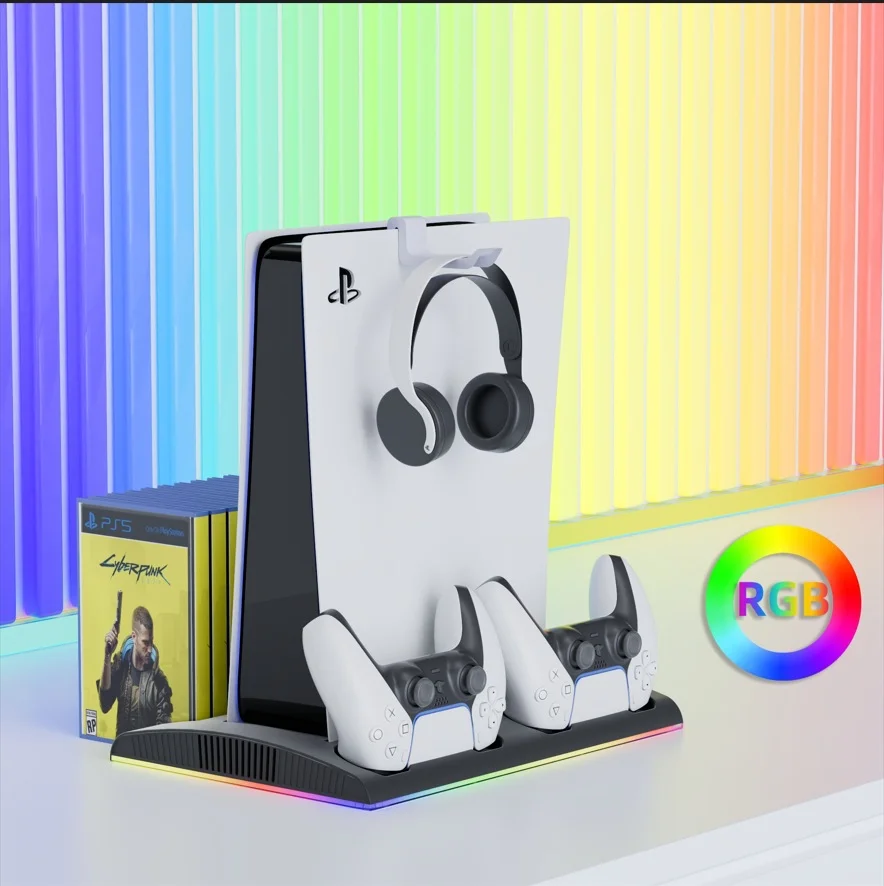 Vertical Stand with Controller Charging Dock for PS5 / PS5 Slim