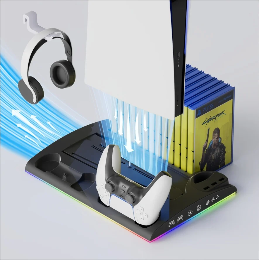Vertical Stand with Controller Charging Dock for PS5 / PS5 Slim - Gallery Image 2