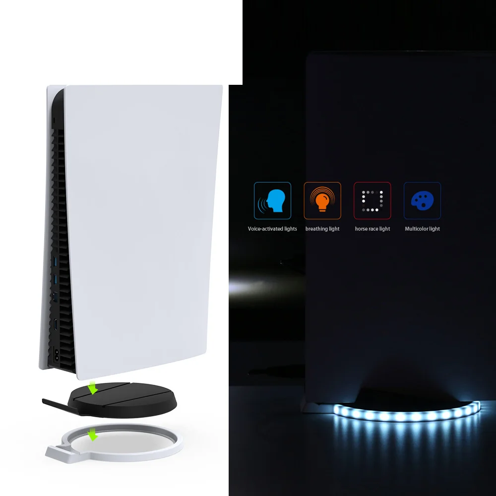 Game Console Lighting Stand With RGB LED Light for PS5 Video Game Accessaries Support Voice - Gallery Image 4