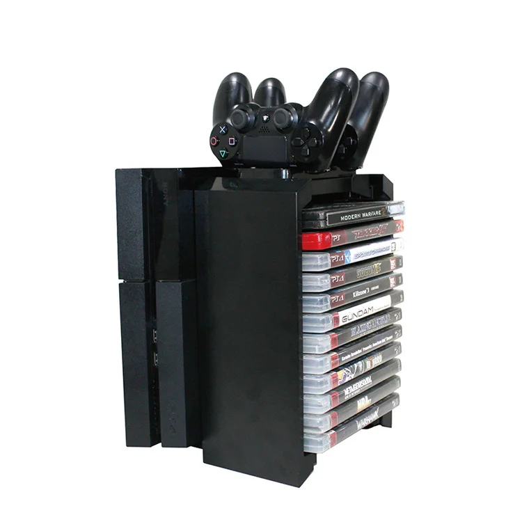 Games Disk Tower Vertical Stand Dual Charger ElecGear White Blu-ray DVD Disc Storage Organizer