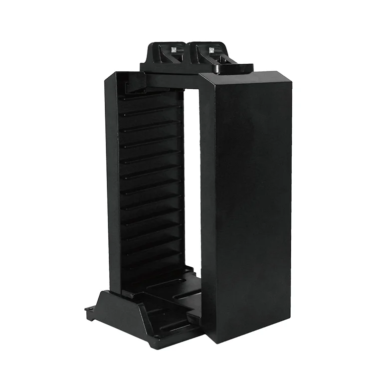 Games Disk Tower Vertical Stand Dual Charger ElecGear White Blu-ray DVD Disc Storage Organizer - Gallery Image 2