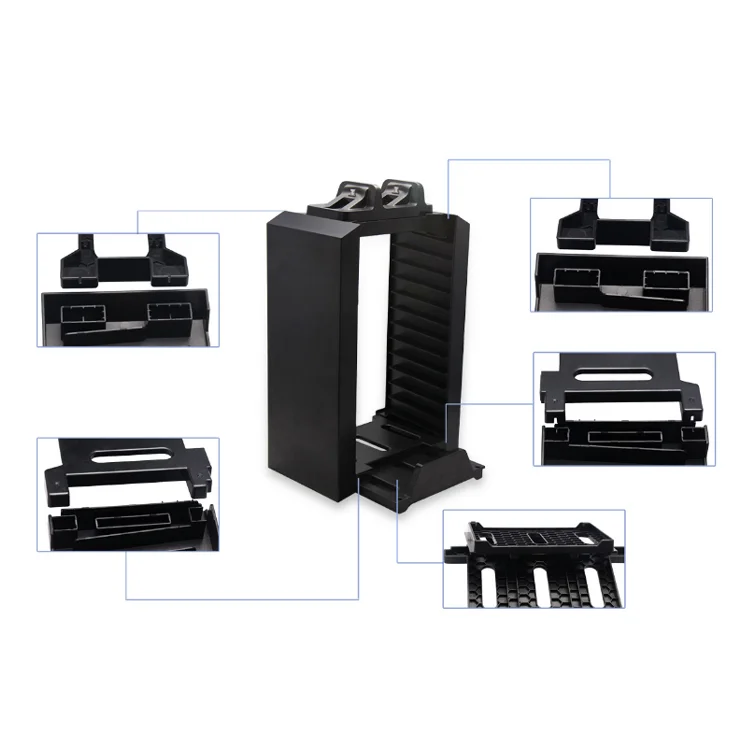 Games Disk Tower Vertical Stand Dual Charger ElecGear White Blu-ray DVD Disc Storage Organizer - Gallery Image 3