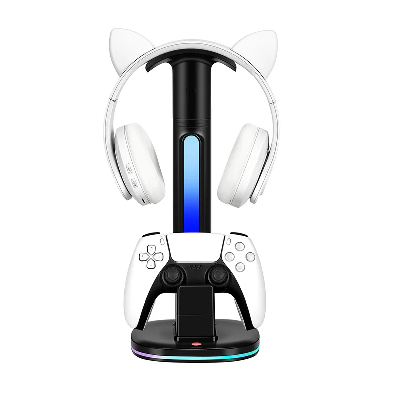 Controller Charging Station With RGB Headphone Stand Holder Controller Charger Holder With 2 - Gallery Image 4
