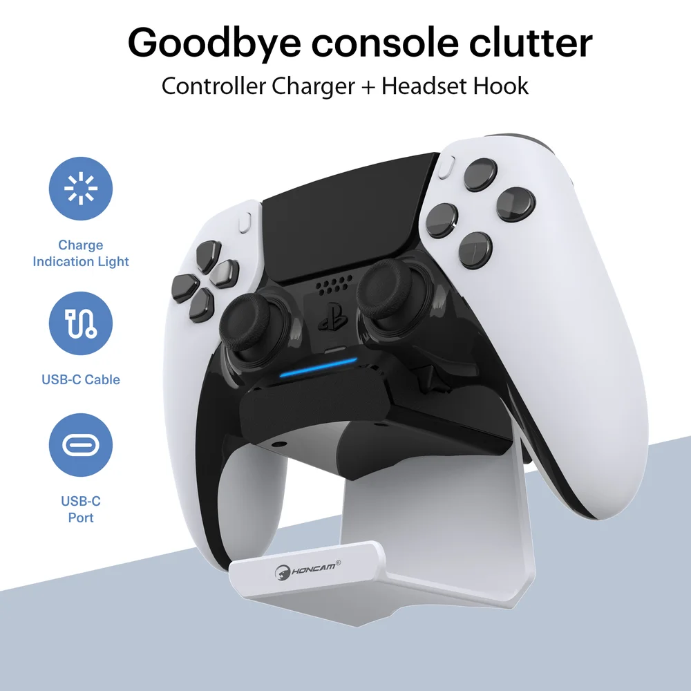 Controller Charger for Playstation 5 Dualsense Edge Controller With Headset Hook Fast Safe - Gallery Image 2