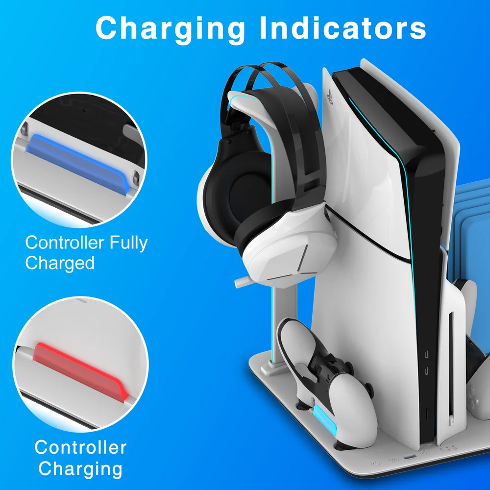 PS5 Slim Vertical Cooling Stand with Dual Charging Station - Gallery Image 3