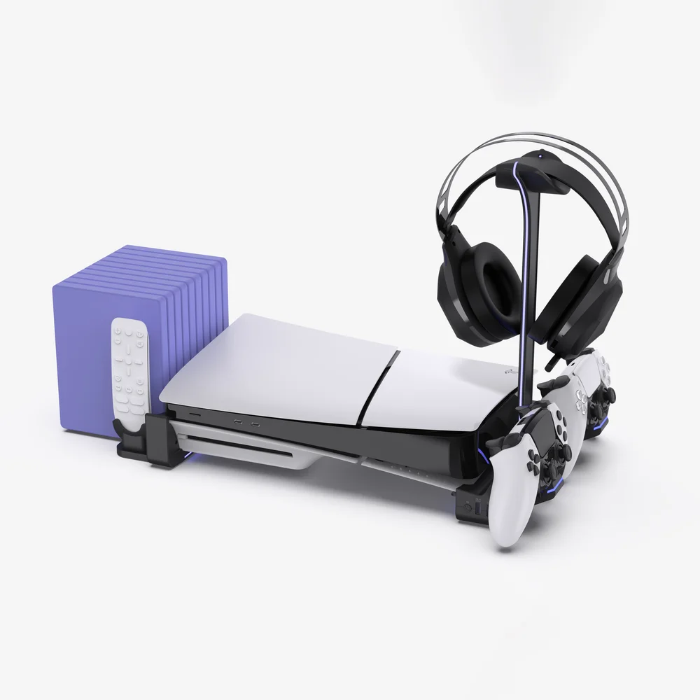 Stand Horizontal Cooling Chatging Station RGB Light Headset Remote Holder for Playstation 5 - SKU Option 1