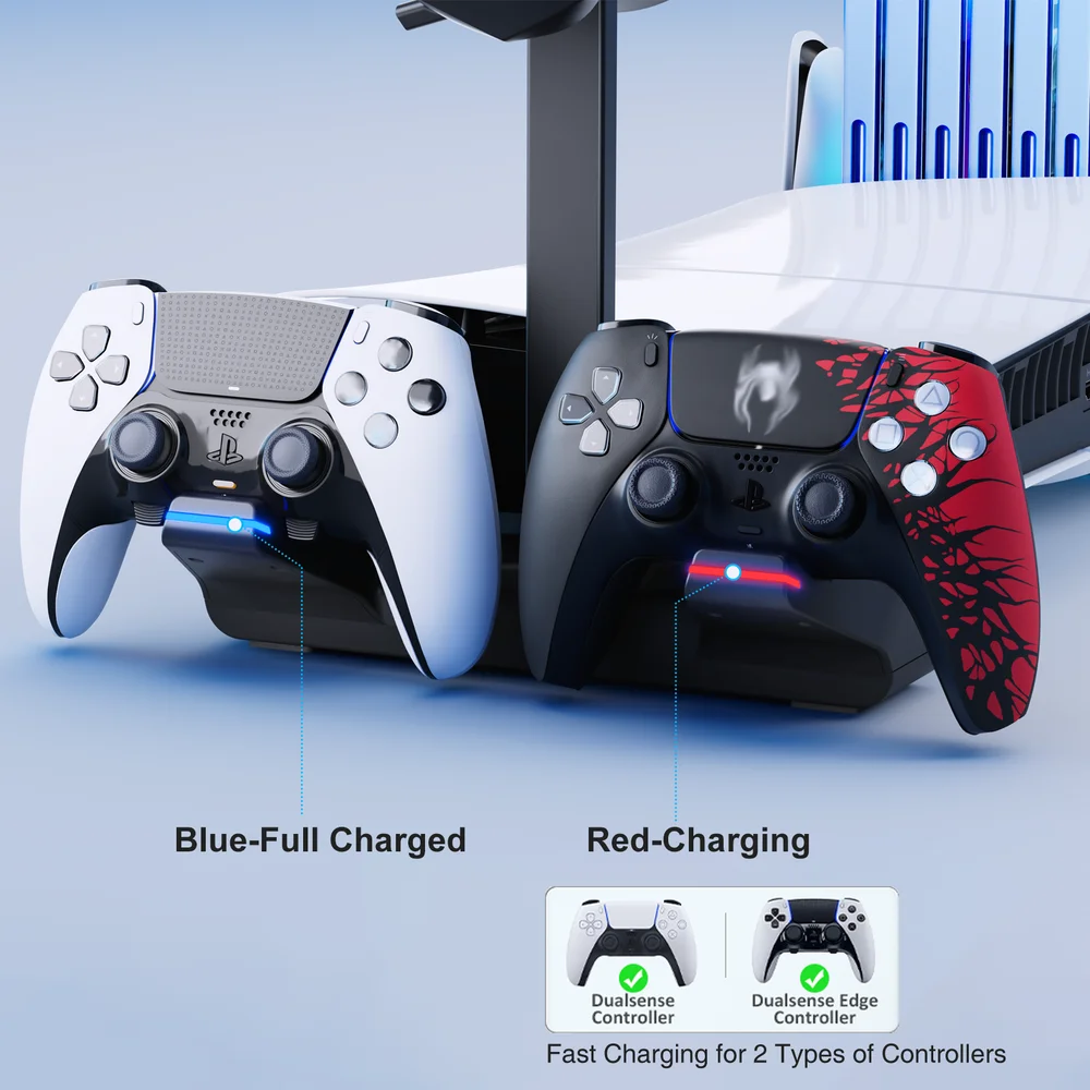 Stand Horizontal Cooling Chatging Station RGB Light Headset Remote Holder for Playstation 5 - Gallery Image 4