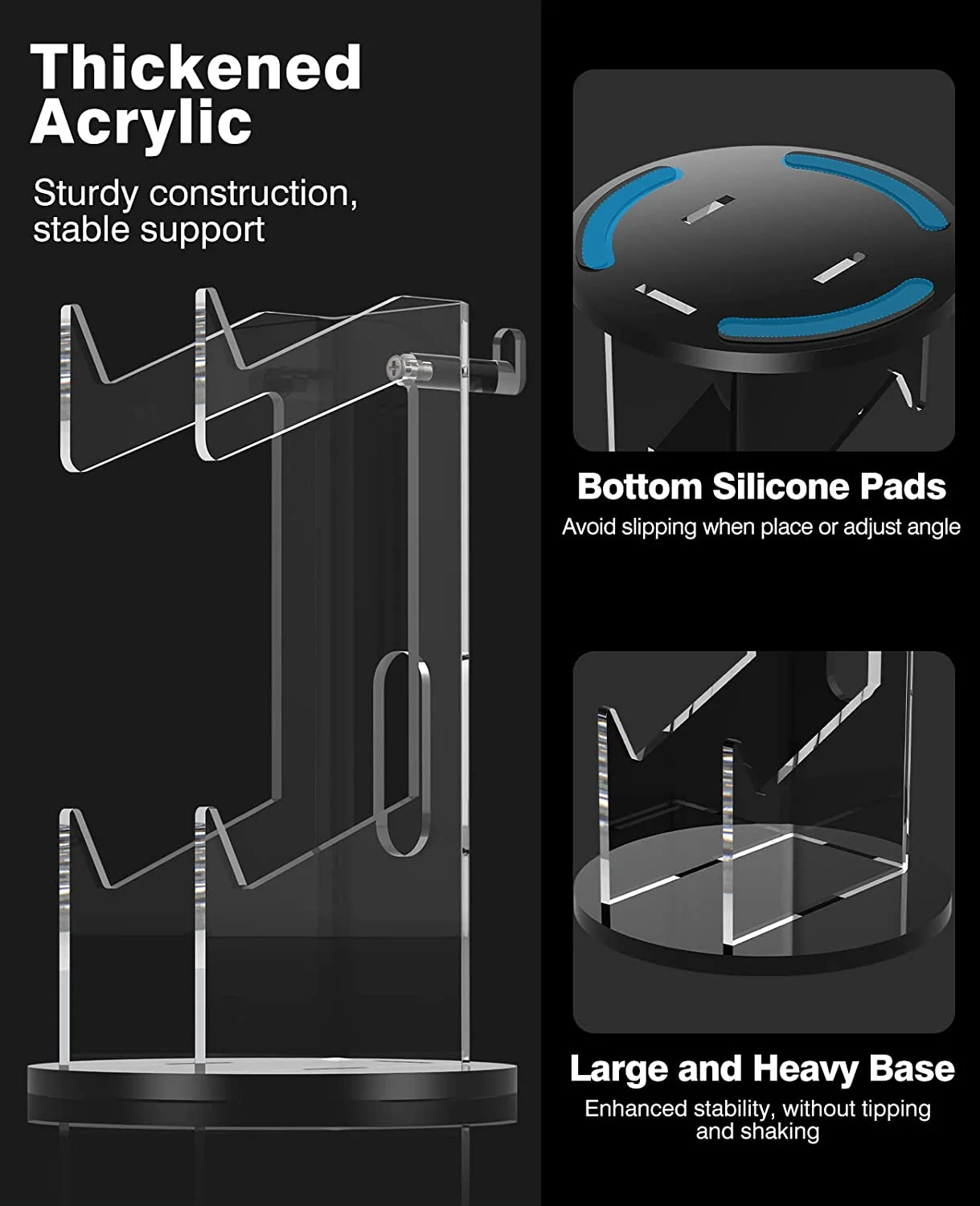 Universal Desktop Acrylic Dual Controller & Headphone Hanger Stand - Gallery Image 3