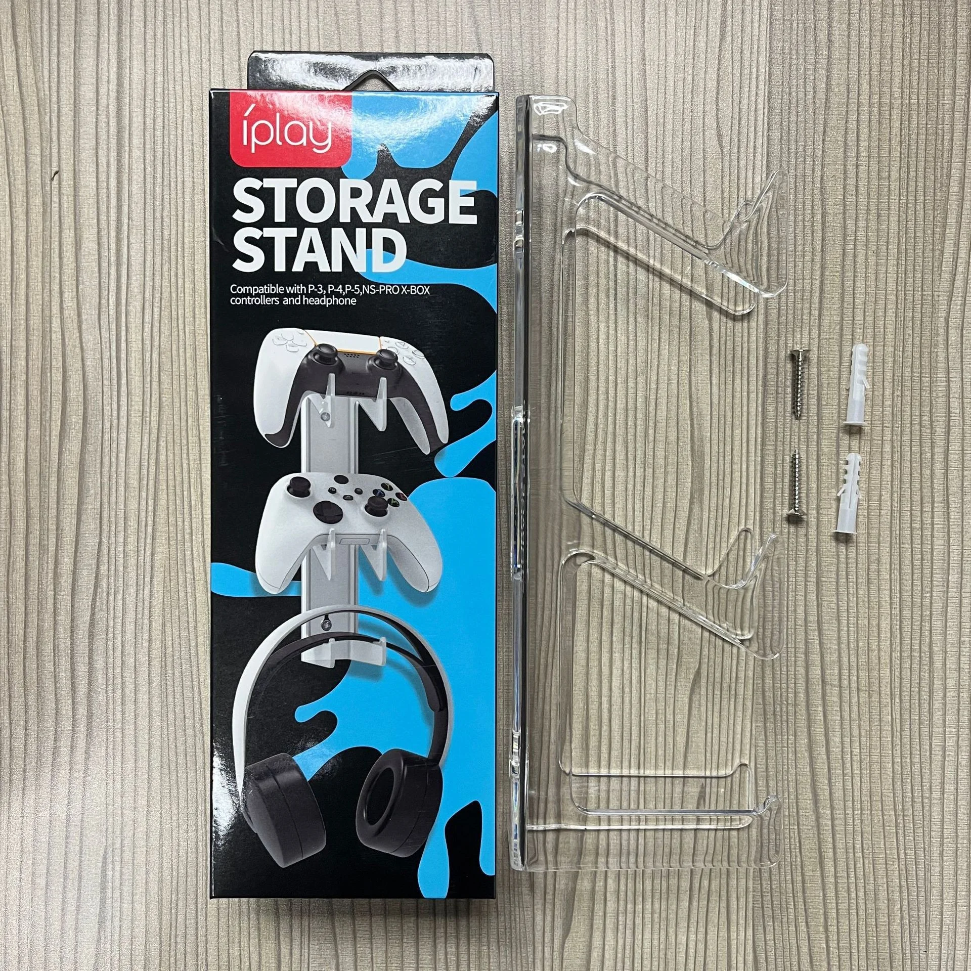 Heavy-Duty Wall Mount Acrylic Controller and Headset Hanger Bracket - SKU Option 1