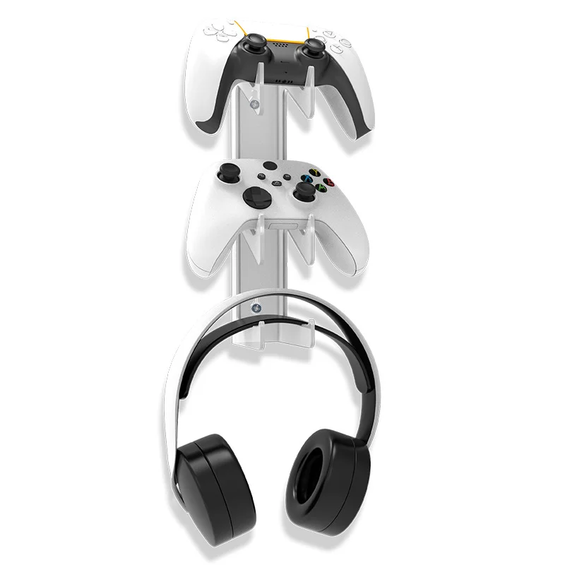 Heavy-Duty Wall Mount Acrylic Controller and Headset Hanger Bracket