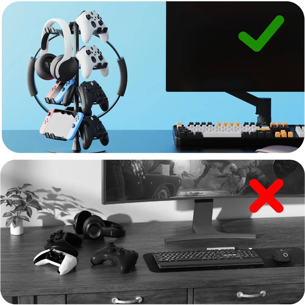 4-Tier Desktop Game Controller & Headphone Display Storage Stand - Gallery Image 4