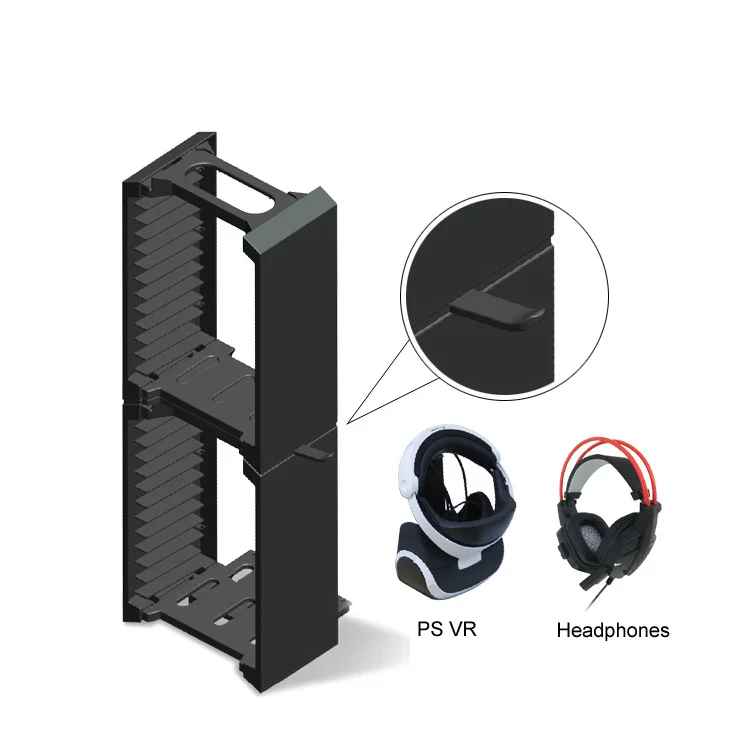 Multifunction Disc Storage Stand Kit for PS4/Slim/PRO/Xbox One Slim Console/VR Glasses and - Gallery Image 2