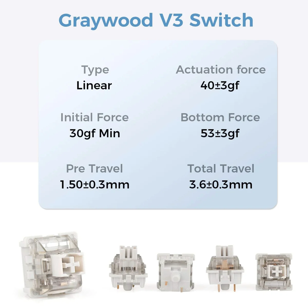 Whosale LEOBOG Graywood V3 Linear Switch Factory Lubed 3Pin Smooth Light Thock Marble Sound Mechanical Keyboard Switch - Gallery Image 2
