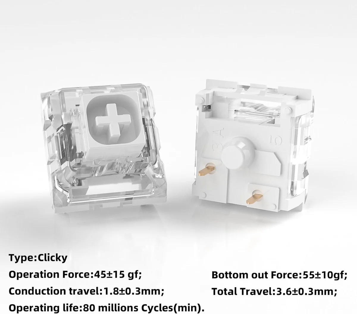 Wholesale  BOX White V1 3-Pin Mechanical Keyboard Switch Clacky Tactile Switch Clicker - Gallery Image 4