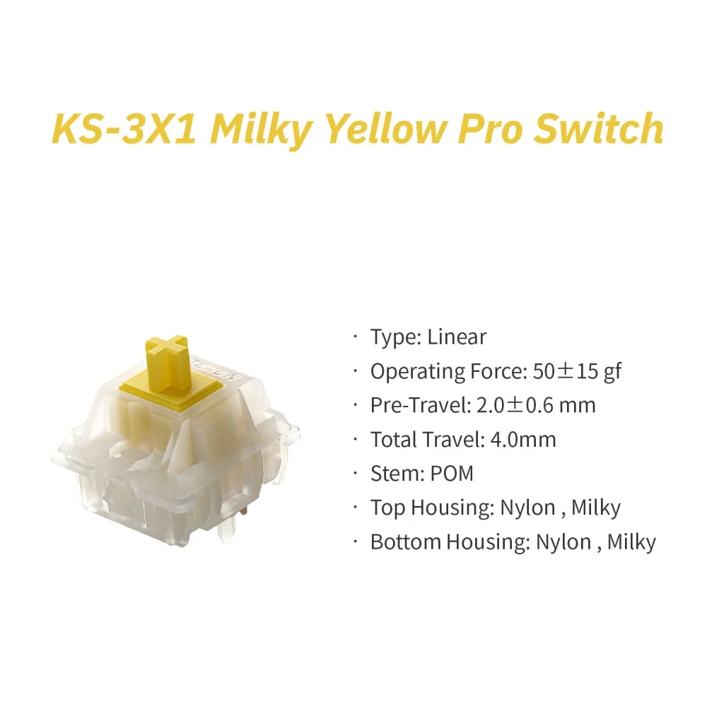 Wholesale Gateron Milky Yellow Pro Switches KS-3 X1 Linear 5 Pin Customized Gaming Mechanical Keyboard Switches - Gallery Image 2