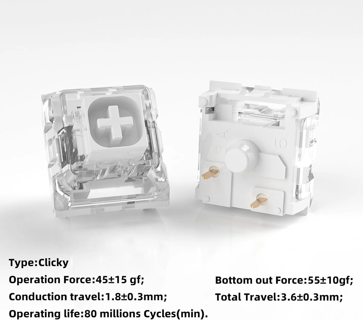 Wholesale  Box White V1 Clickey Crisp Sound MX Blue Style Switch DIY RGB SMD Mechanical Switch 3-Pin 45gf - Gallery Image 3